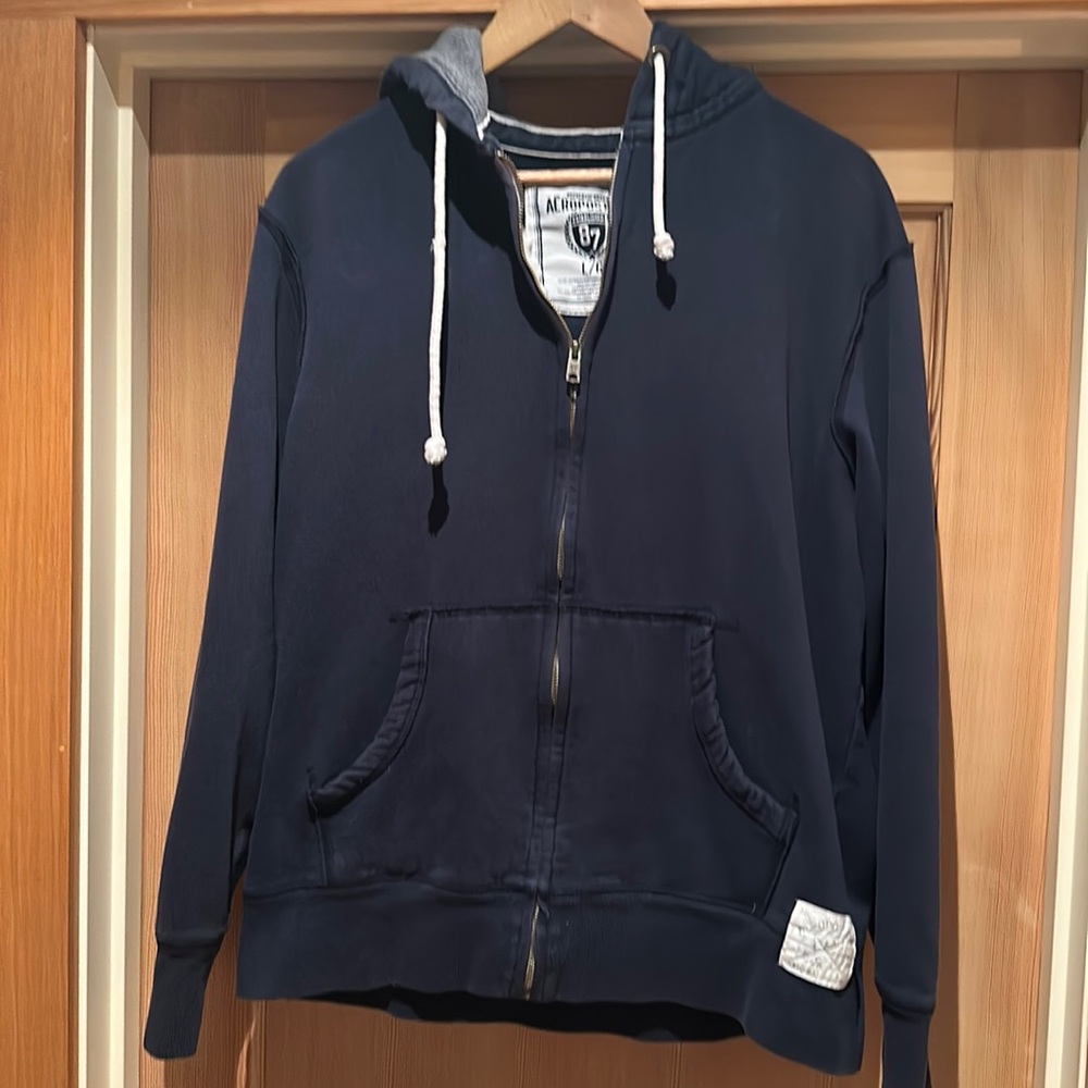 Aeropostale Men’s Large Navy Blue Zip-Up Hoodie